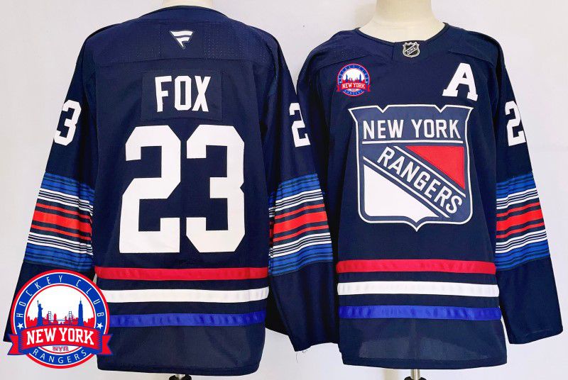 Men New York Rangers #23 Fox Blue Fanatics 2025 NHL Jersey style 9